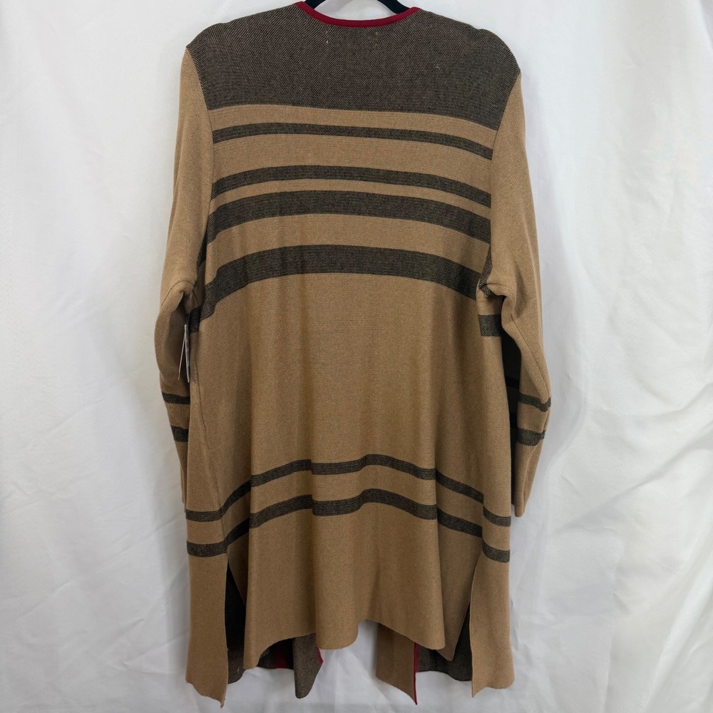 Kasper Women's Plus‎ Size 2X Camel Plaid Open Front Long Cardigan Sweater NWT - Picture 9 of 9